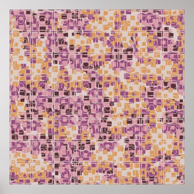 Affiche motif Abstrait sans soudure. Carré arrondi et chao (Devant)