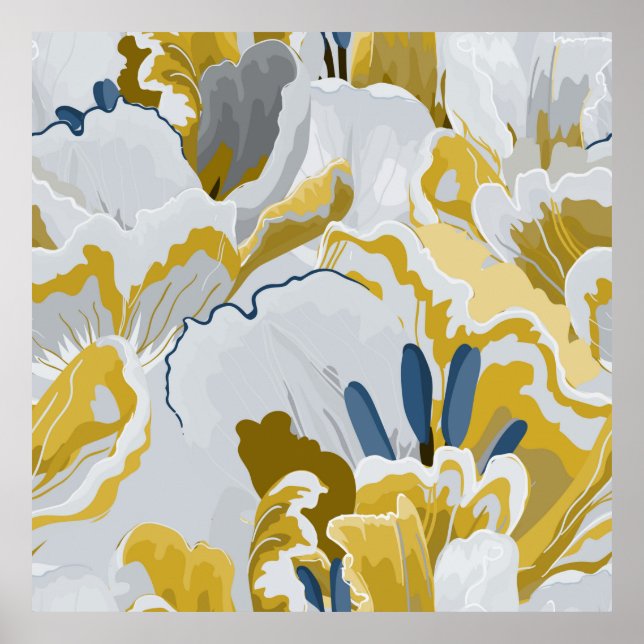 Affiche motif Abstrait sans soudure. gris clair, jaune, g (Devant)