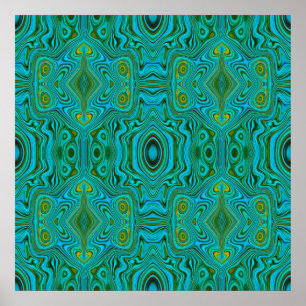 Affiche Motif Abstrait Trippy Retro Turquoise Chartreuse