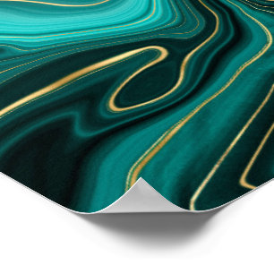 Affiche Motif Abstrait Turquoise Glam Luxueux