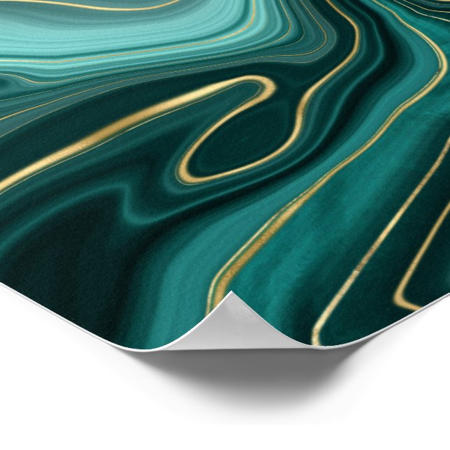 Affiche Motif Abstrait Turquoise Glam Luxueux (Coin)