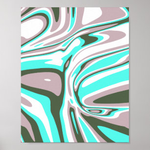Affiche Motif Abstrait Turquoise Swirl