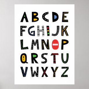 Affiche Motif alphabet de construction