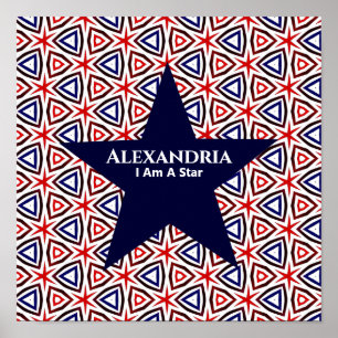 Affiche Motif américain Patriotic Red White Blue Star