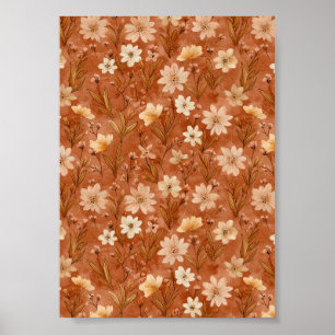 Affiche Motif aquarelle de fleurs sauvages de terre boho