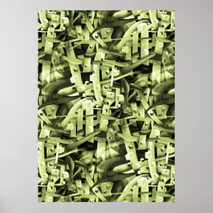 Affiche Motif aquarelle en vert Abstrait contemporain