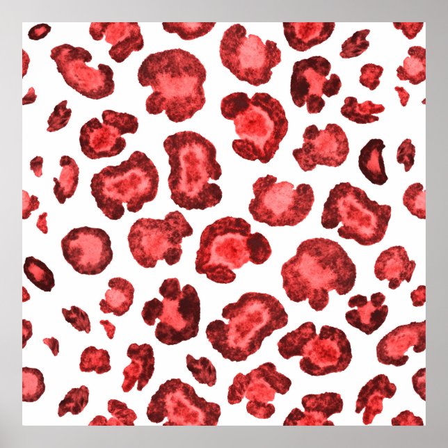 Affiche Motif aquarelle illustration peau léopard. Effacer (Devant)