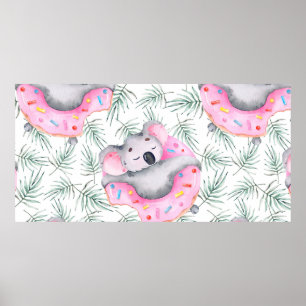 Affiche Motif aquarelle peint à la main avec koala tropica