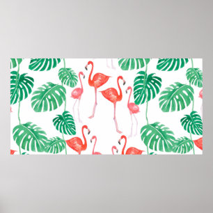 Affiche Motif aquarelle sans couture avec famille de flama