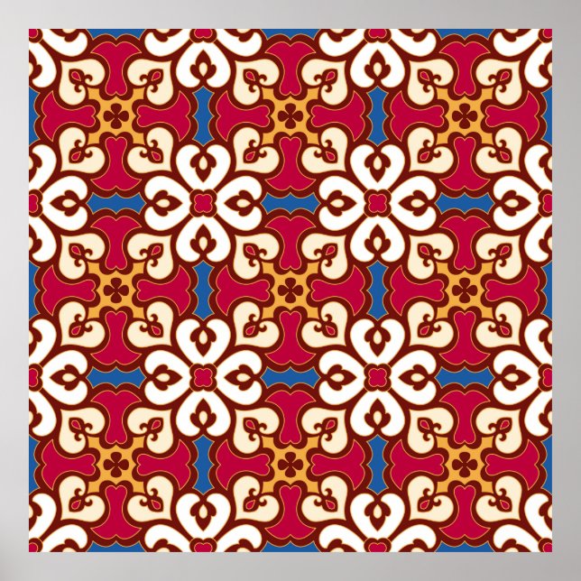 Affiche Motif arabe sans couture - basé sur ottoman tradit (Devant)
