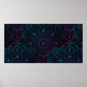 Affiche Motif arabesque oriental sans couture. Décorat lac