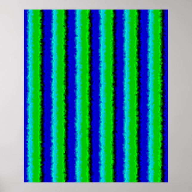 Affiche Motif arc-en-ciel bleu vert abstrait 3D (Devant)