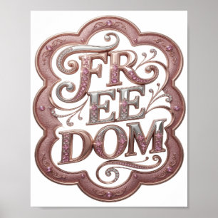 Affiche Motif artistique argenté LIBERTÉ Artistique