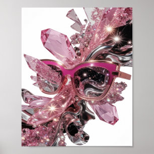 Affiche Motif artistique d'art abstrait argent vibrant
