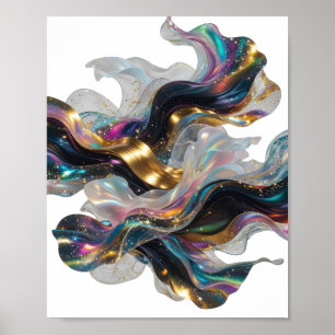 Affiche Motif artistique d'art abstrait en argent moderne