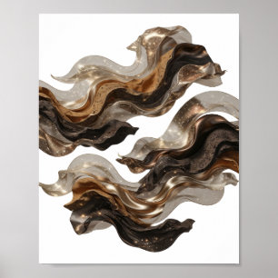 Affiche Motif artistique d'art abstrait Or élégant