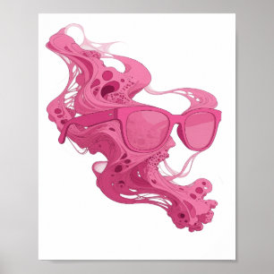 Affiche Motif artistique d'art abstrait rose ludique