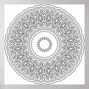 Affiche Motif artistique de bague mandala avec médaillon o