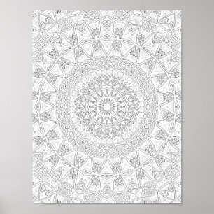 Affiche Motif artistique de coloriage tribal en étoile écl