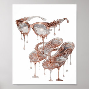 Affiche Motif artistique de GLAMOUR en OR ROSE argenté élé