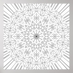 Affiche Motif artistique de mandala géométrique en explosi