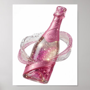 Affiche Motif artistique GLAMOUR CHAMPAGNE Argenté Cool