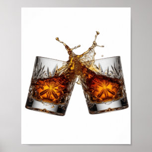 Affiche Motif Artistique Iconique WHISKY SPLASH Argent