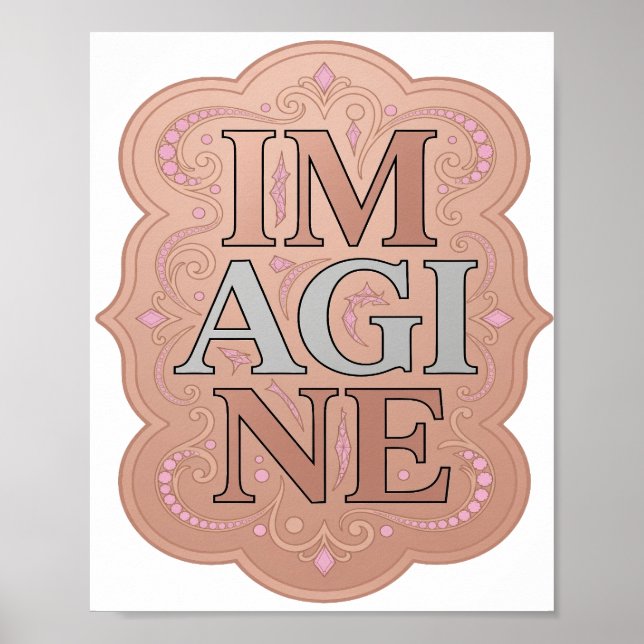 Affiche Motif artistique IMAGINE gris accrocheur (Devant)