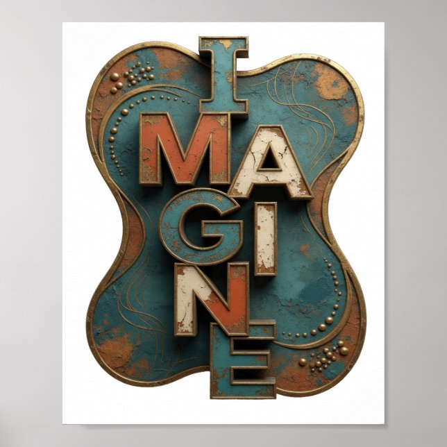 Affiche Motif Artistique IMAGINE Orange Frais (Devant)