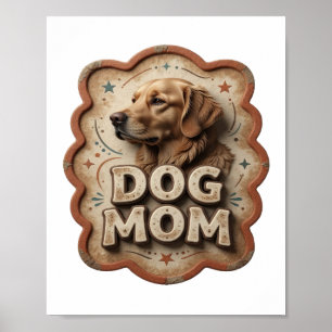 Affiche Motif artistique ludique DOG MOM orange