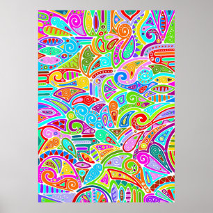 Affiche Motif artistique peint à la main et numériquement 