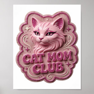 Affiche Motif Artistique Rose CLUB DE MÈRE DE CHAT Accroch