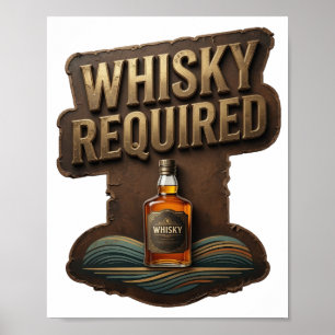 Affiche Motif artistique WHISKY OBLIGATOIRE Or brillant
