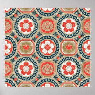 Affiche Motif asiatique : Design géométrique élégant