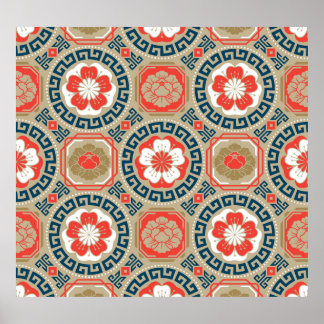 Affiche Motif asiatique : Design géométrique élégant