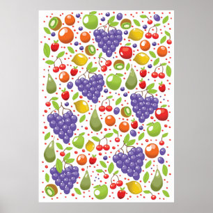 Affiche motif aux fruits mignons