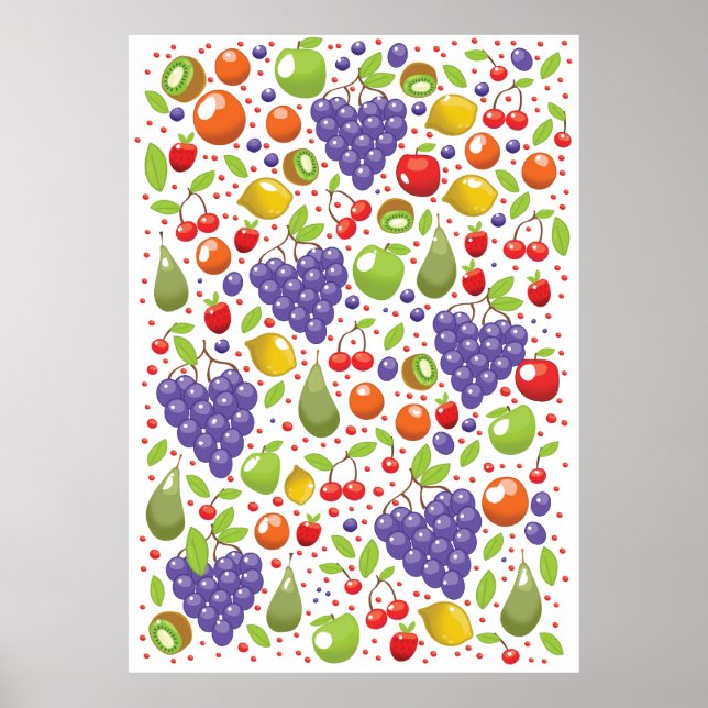 Affiche Motif aux fruits mignons (Devant)