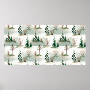 Affiche Motif avec les arbres de Noël, les arbres et les b
