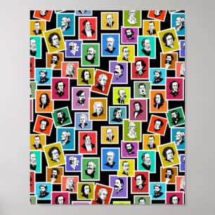 Affiche Motif avec portraits des plus grands compositeurs