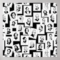 Motif avec portraits des plus grands compositeurs