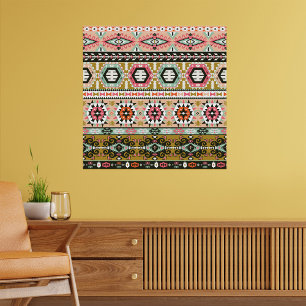 Affiche Motif Aztèque Tribal Coloré Boho géométrique