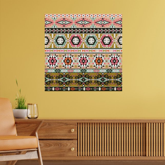 Affiche Motif Aztèque Tribal Coloré Boho géométrique (Créateur téléchargé)
