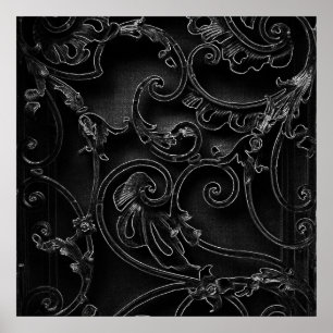 Affiche Motif baroque gothique noir