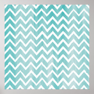 Affiche Motif bleu-clair de Chevron d'aquarelle