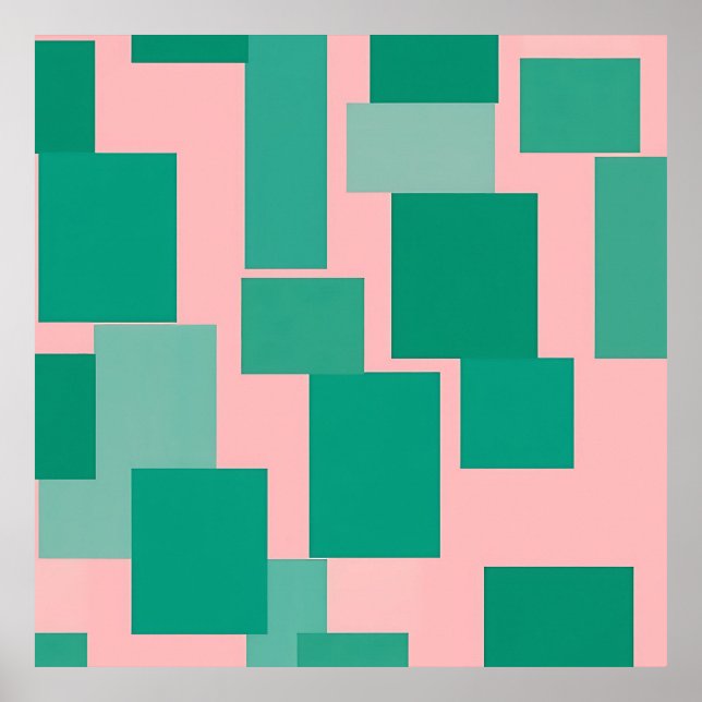 Affiche Motif Bloc de Couleurs Abstrait Moderne Rose Sarce (Devant)