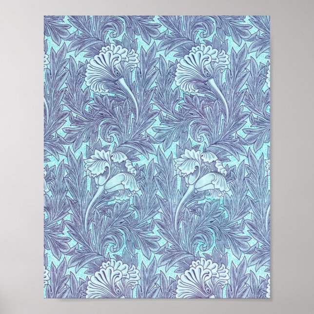 Affiche Motif Blue Tulip Par William Morris (Devant)