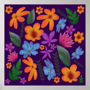 Affiche Motif botanique floral aquarelle lumineux Aesthet