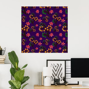 Affiche Motif botanique sans couture avec branche de fruit