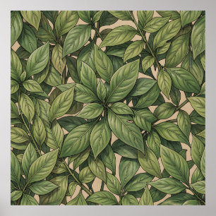 Affiche Motif botanique vert feuille sans couture vintage