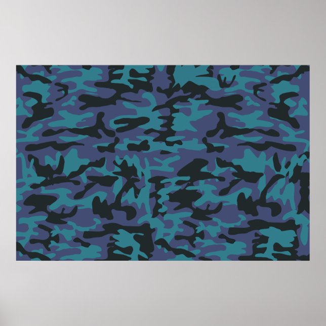Affiche Motif camo bleu (Devant)